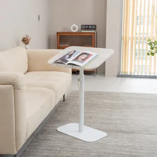 【Artso 亞梭】多段翻折坐站升降邊桌(冰島橡木白-獨家色)