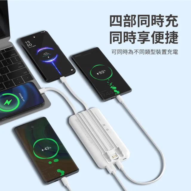 【Philips 飛利浦】DLP1912 10000mAh PD18W 2孔輸出 行動電源_37Wh_具Wh標示(自帶3線/Lighting/Type-C)