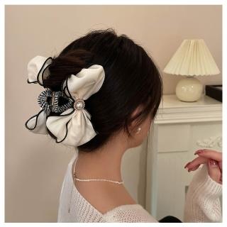 【HaNA 梨花】韓國入秋美人季節綢緞蝴蝶結．女人味大抓夾(抓夾 鯊魚夾 韓國髮夾)