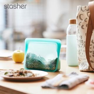 【美國Stasher】迷你站站湖水藍｜矽膠密封保鮮食物袋(食材分裝、冷凍微波、輕巧好攜帶)