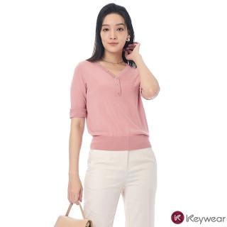 【KeyWear 奇威名品】V領經典款式針織上衣(共3色)