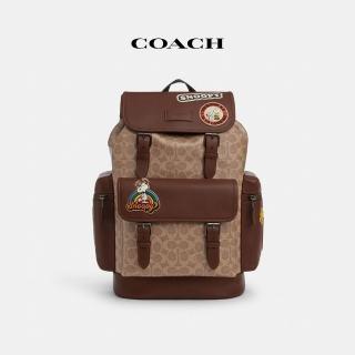 【COACH】蔻馳官方直營 COACH X PEANUTS SPRINT經典Logo貼飾後揹包-青銅色硬體/棕黃色 混合色(CBI44)
