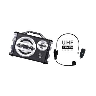 【ifive】手提專業移動擴音機if-SK055+UHF無線樂器麥克風 if-UM360(頭戴麥克風 藍芽喇叭 戶外活動 表演)