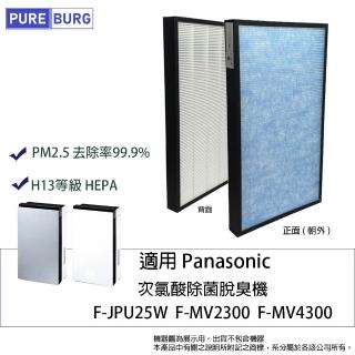 【PUREBURG】適用Panasnoc國際牌F-JPU25W F-MV2300 F-MV4300空氣清淨機HEPA濾網濾芯