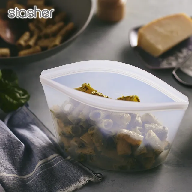 【美國Stasher】碗形L 2入組｜矽膠密封保鮮食物袋(食材分裝、冷凍微波、可重複使用千次、-40℃-218℃)