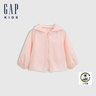 【GAP】女童裝 Logo印花防曬連帽外套-粉色(766444)