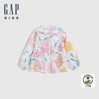 【GAP】女童裝 Logo印花防曬連帽外套-彩色(766444)