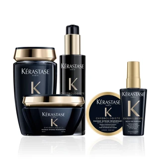 【KERASTASE 巴黎卡詩】黑鑽極萃逆時三步驟洗護組(洗髮精+髮膜+熱活精華)