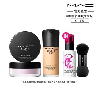 【M.A.C】自帶濾鏡底妝組(超持妝輕透濾鏡蜜粉+超持妝濾鏡粉底液 SPF25/PA++ 30ml #詐片粉底/禮盒/防曬)