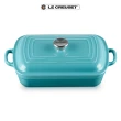 【Le Creuset】雙耳長方鑄鐵鍋29cm-附蓋(土耳其藍)