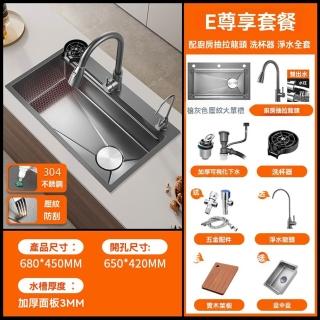 【G好太太工廠店】蜂窩壓紋奈米槽 68x45 E尊享套餐 多功能雙臺階(奈米水槽 飛雨水槽 水槽 預購15天)