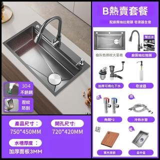 【G好太太工廠店】蜂窩壓紋奈米槽 75x45 B熱賣套餐 多功能雙臺階(奈米水槽 飛雨水槽 水槽 預購15天)