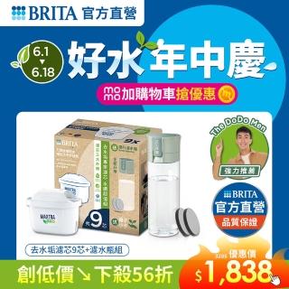 【BRITA】官方直營 MAXTRA PRO濾芯-去水垢專家+贈隨行濾水瓶 森林綠 永續限量款(共9入濾芯+濾水瓶1瓶2芯)