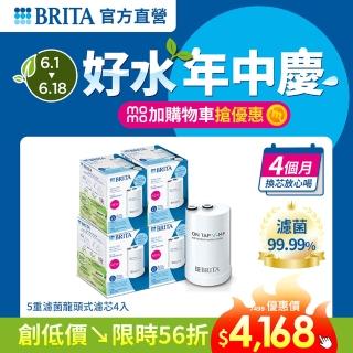【BRITA】官方直營 ON TAP 5重濾菌龍頭式濾芯4入(一年份超值組)