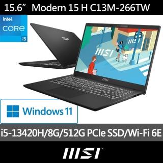 【MSI 微星】15吋 i5 IrisXe 輕薄效能筆電(Modern 15 H/i5-13420H/8G/512G SSD/WIN11/C13M-266TW)