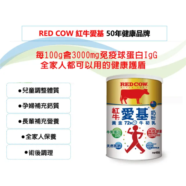 【RED COW紅牛】官方直營 愛基牛初乳奶粉450gX1罐