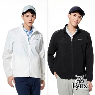 【Lynx Golf】男款四面彈性透氣布料後背剪裁造型3M反光印花拉鍊口袋長袖外套(二色)