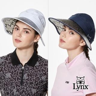 【Lynx Golf】女款遮陽抗UV可拆式中空帽俏皮貓頭圖樣造型品牌字樣帽眉可調式大盤帽(二色)