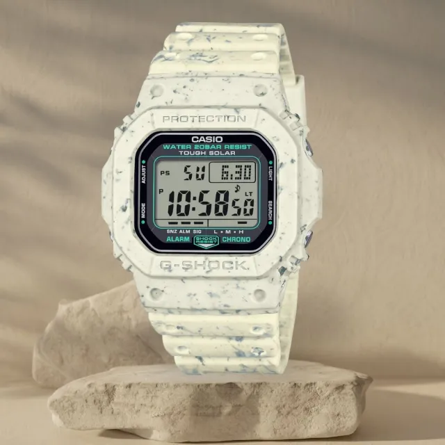 【CASIO 卡西歐】G-SHOCK  太陽能獨特米白數位手錶 米白 43.2mm(G-5600BG-5)