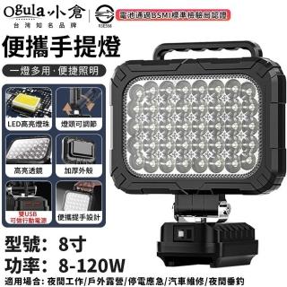 【Ogula 小倉】8寸LED燈 工作燈 照明燈 探照燈 露營燈 夜市燈 手提燈(帶雙USB口/防水防摔耐用/照亮黑夜)