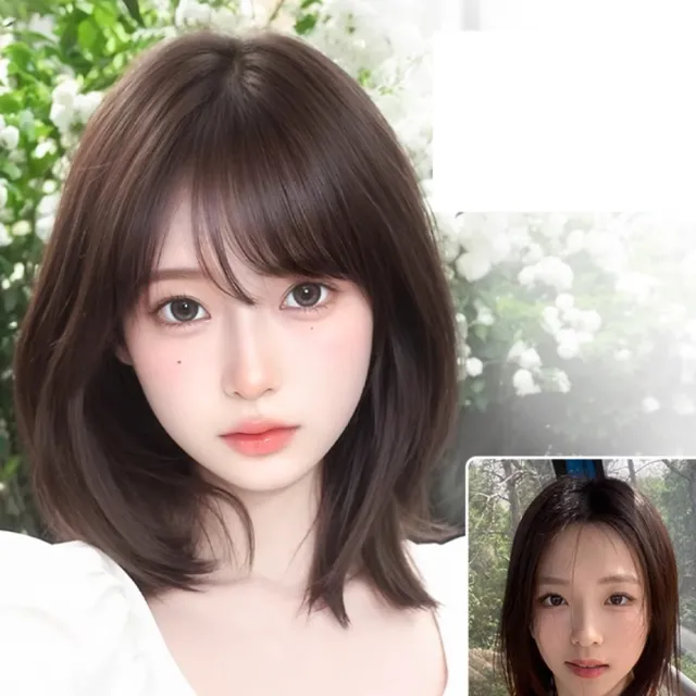 【HaNA 梨花】新款Y2K韓系空氣斜瀏海假髮片補髮片 前額稀疏遮蓋 高髮量感修飾臉型(假瀏海假髮髮片)