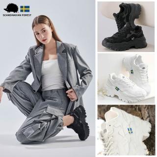 【SCANDINAVIAN FOREST 北歐小刺蝟】COMBO209厚底輕量結構老爹鞋/增高鞋/休閒鞋/小白鞋(牛奶白 / 時尚黑)