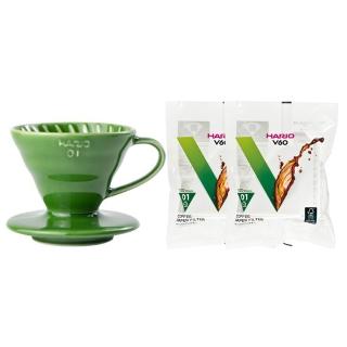 【HARIO】V60深蕨綠01彩虹磁石濾杯/VDC-01-DG-EX(附濾紙2包)