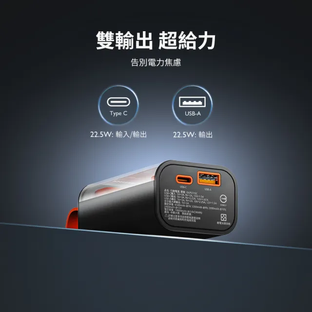 【Philips 飛利浦】DLP5715C 10000mAh 22.5W透明工業美學行動電源(掛繩設計/急速滿電/36Wh_具Wh標示)