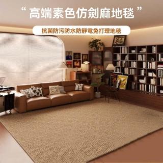 【超微米】中古風地墊 客廳地毯 防水防汙地毯 臥室地毯 時尚簡約風地毯(免洗仿劍麻地毯)