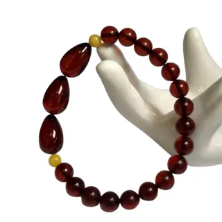 【勝弘珠寶】波羅地海血珀水滴手串