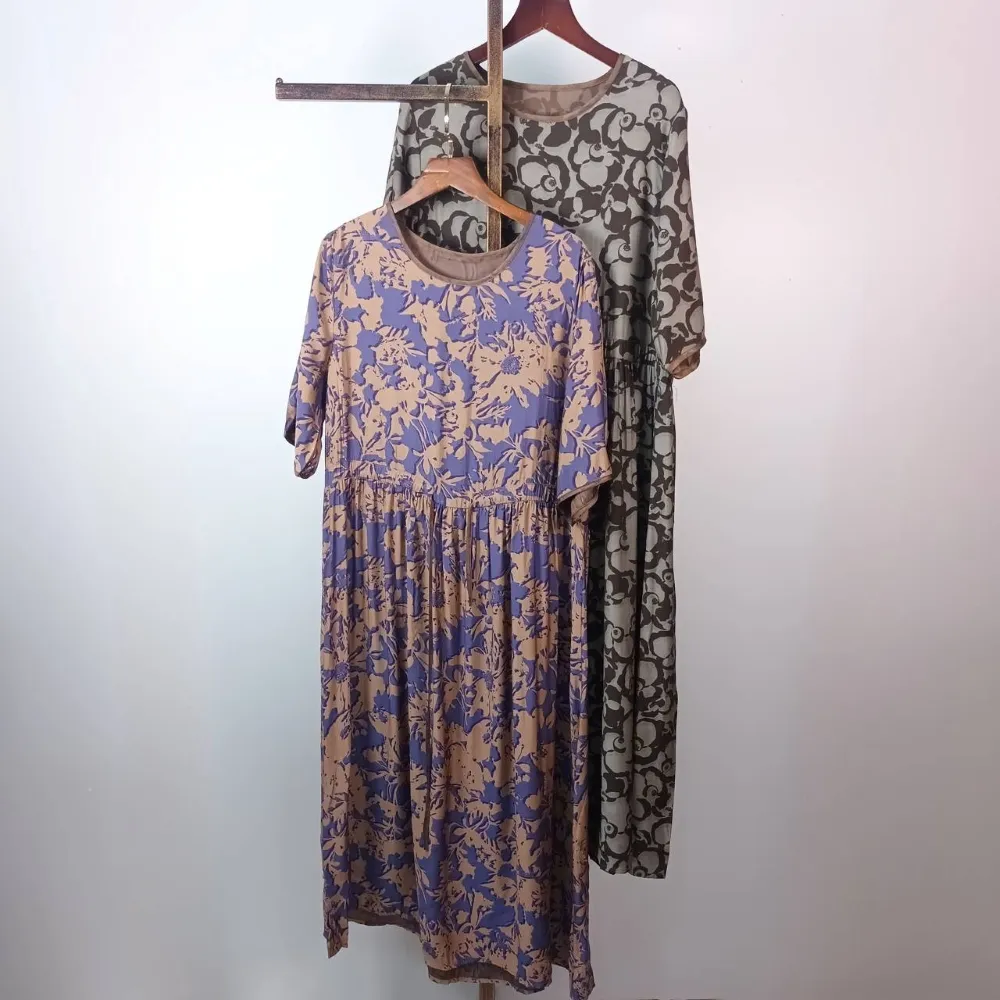 【SuperWands】絲質感印花飄逸洋裝