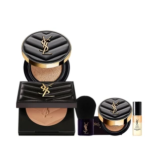 【YSL】官方直營 恆久完美柔霧彩妝組(全新皮革氣墊+蜜粉餅)