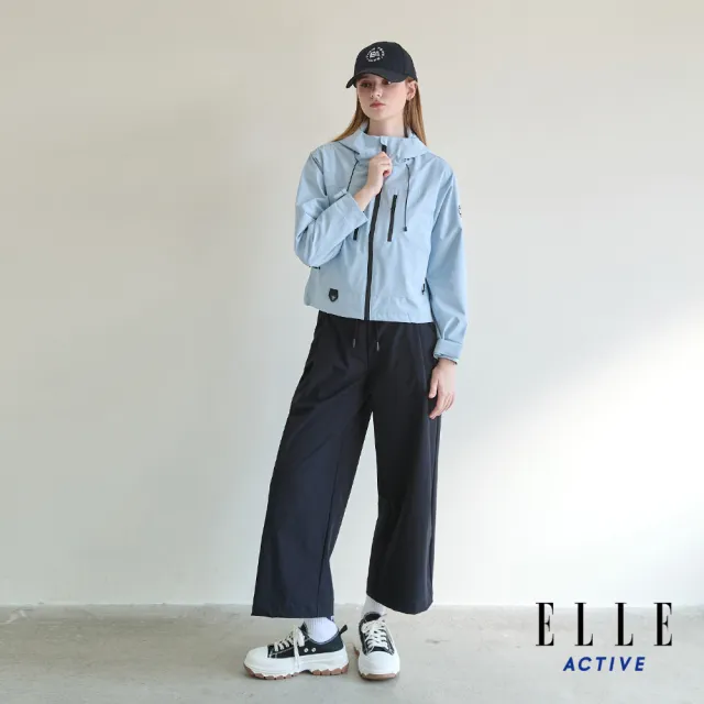 【ELLE ACTIVE】女款 機能防風防潑水連帽防曬風衣外套-淺藍色(EA25S2W6103#31)