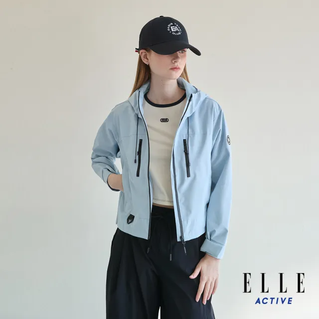 【ELLE ACTIVE】女款 機能防風防潑水連帽防曬風衣外套-淺藍色(EA25S2W6103#31)
