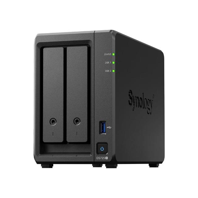 【Synology 群暉科技】搭 12TB x2 ★ DS725+ 2Bay NAS 網路儲存伺服器(AMD/4GB)(HAT3310-12TB)