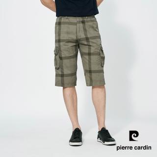 【pierre cardin 皮爾卡登】商務休閒 男款 側鬆緊印格平口休閒七分褲-卡其色(5257965-84)