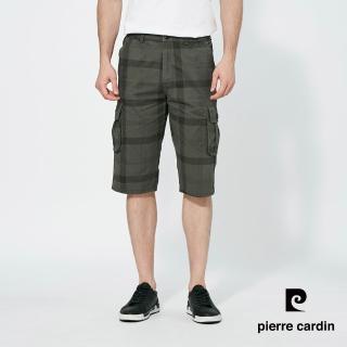 【pierre cardin 皮爾卡登】商務休閒 男款 側鬆緊印格平口休閒七分褲-橄綠色(5257965-45)
