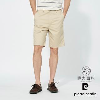【pierre cardin 皮爾卡登】商務休閒 男款 側鬆緊彈力平口休閒短褲-卡其色(5257961-84)