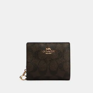 【COACH】蔻馳官方直營 經典Logo搭扣錢包-棕色/黑色(C3309)