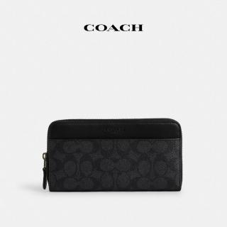 【COACH】蔻馳官方直營 經典Logo風琴褶皮夾-QB/炭黑色/黑色(CY405)