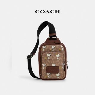 【COACH】蔻馳官方直營 COACH X PEANUTS RACER經典Logo SNOOPY印花單肩揹包(CBK47)