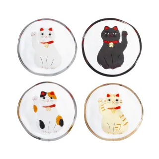 【台隆手創館】日本製ADERIA 好運貓咪玻璃小碟(醬料碟 豆皿 禮盒 淺盤)