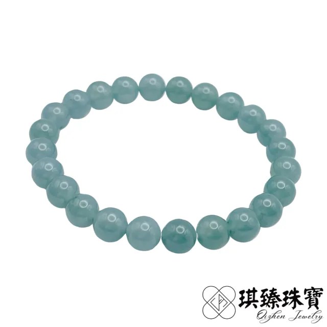【琪臻珠寶】天然A貨翡翠糯冰種藍水圓珠手珠手串(7mm偏淺色_開運招財_可客製化_雙十獻禮)