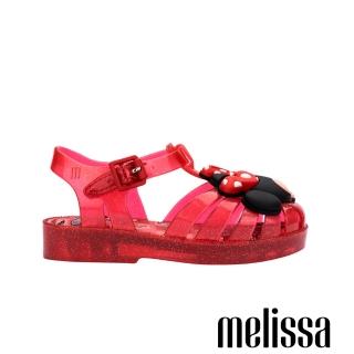 【Melissa】果凍透明米妮羅馬T字涼鞋-幼童(紅色)