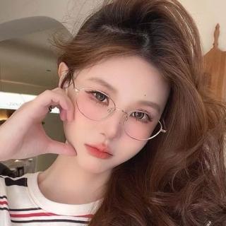 【LEESA】復古眼鏡\鈦架\無度數眼鏡\極輕\適合圓臉\小臉神器\素顏眼鏡\金絲眼鏡\橢圓形眼鏡\鏡框\眼鏡女