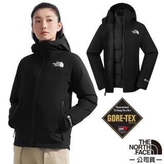 【The North Face】女 GORE-TEX 防風防水透氣二件式連帽外套 亞洲版型.風雨衣(83RU-4H0 宇宙黑 V)