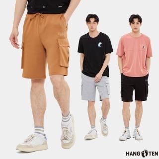 【Hang Ten】男裝-RELAXED FIT雙面布抽繩側口袋針織短褲(多色選)