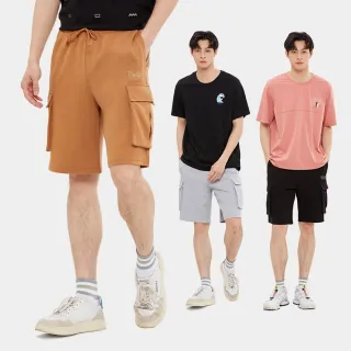 【Hang Ten】男裝-RELAXED FIT雙面布抽繩側口袋針織短褲(多色選)