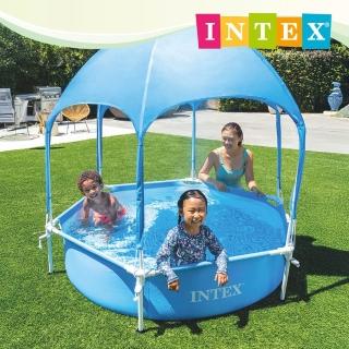 【INTEX】遮陽六角形金屬框架泳池183x高38cm-700L-適用3歲+(28209)