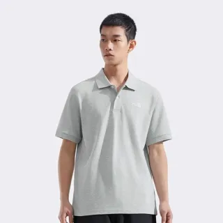 【The North Face 官方旗艦】北面男款灰色品牌LOGO舒適立領短袖POLO衫｜87UXDYX